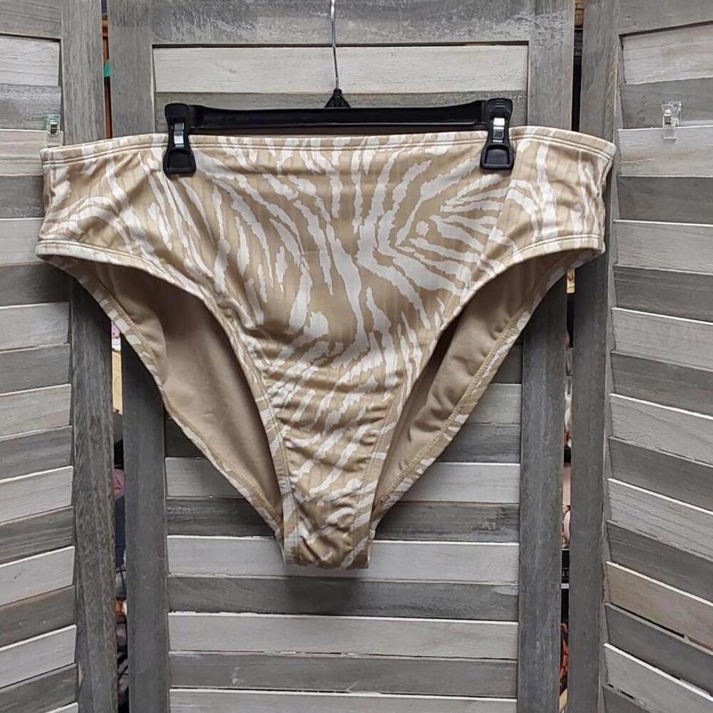 Ribbed High Leg Cheeky High Waist Bikini Bottom | Wild Fable | 1X (17/18)